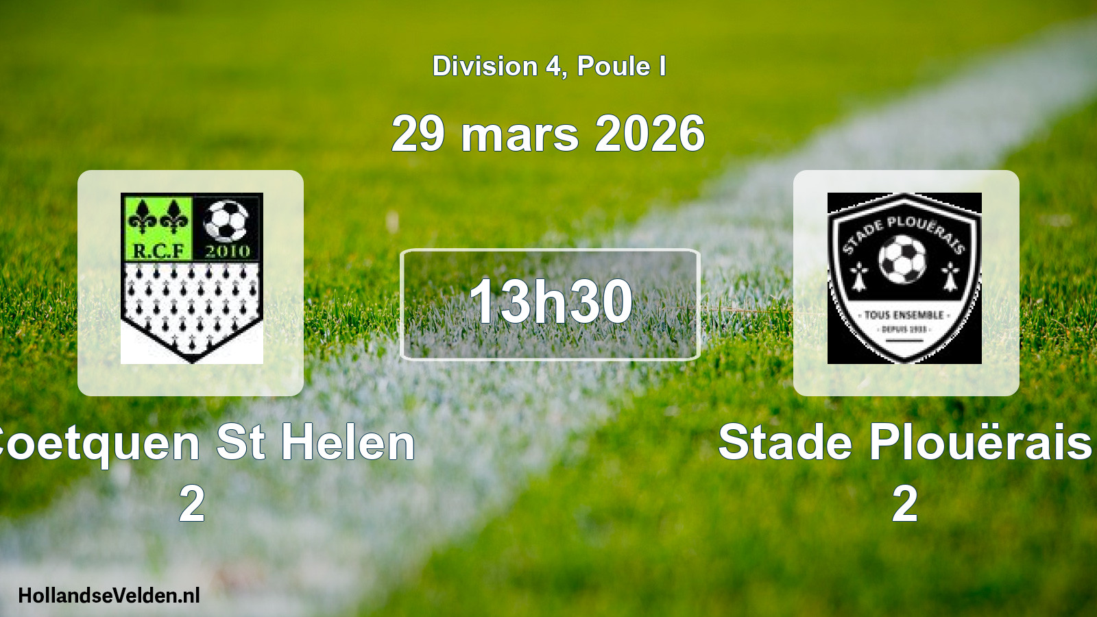 Geplande wedstrijd: Coetquen St Helen 2 - Stade Plouërais 2 (29 maart 2026)