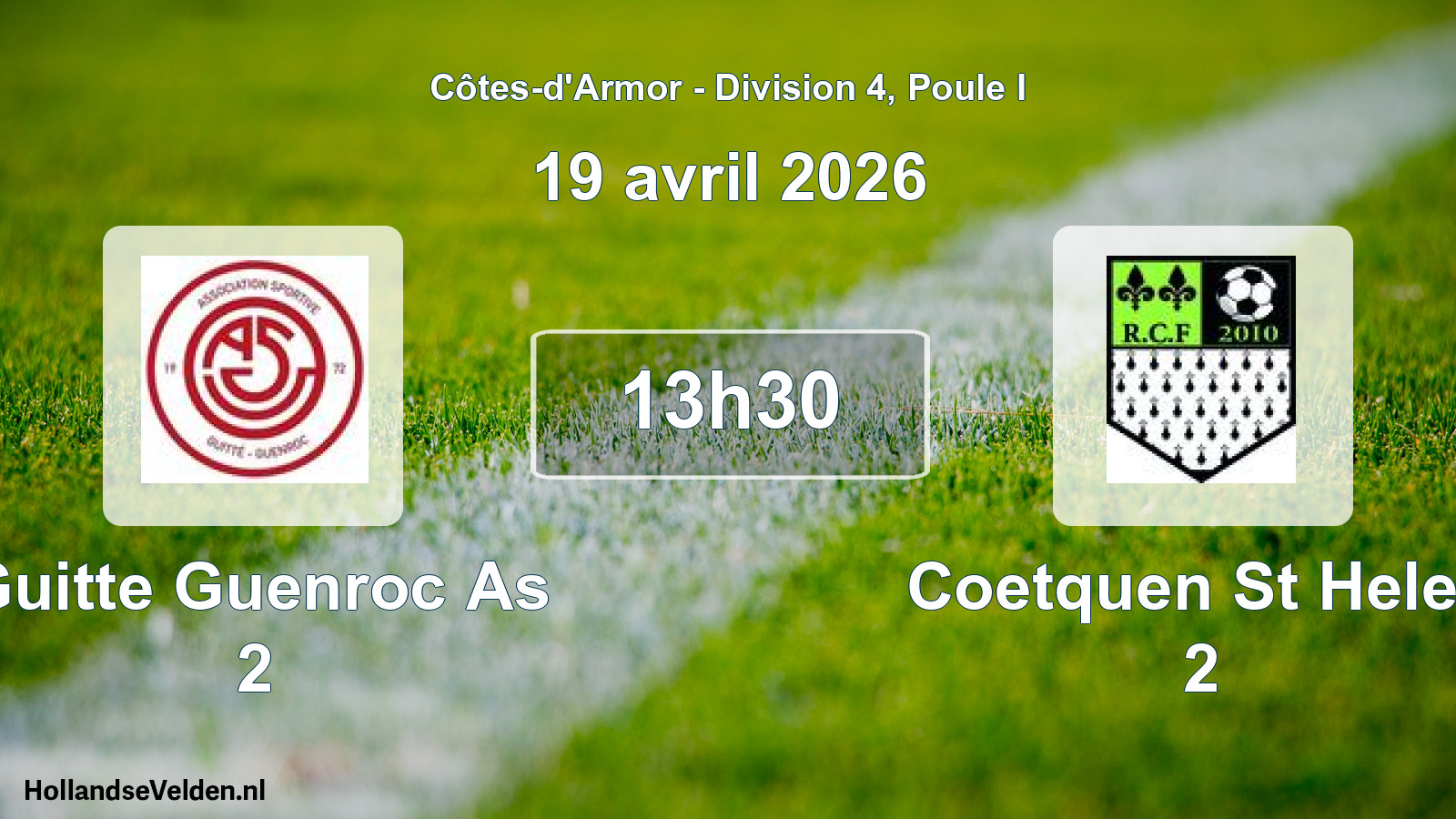 Geplande wedstrijd: Guitte Guenroc As 2 - Coetquen St Helen 2 (19 avril 2026)