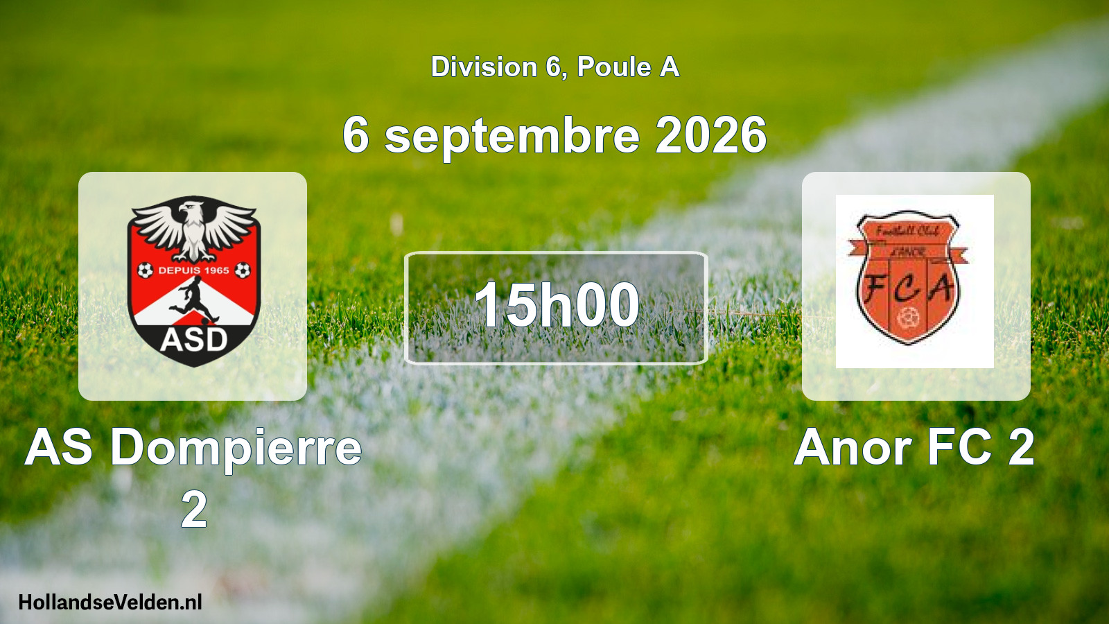 Match programmé: AS Dompierre 2 - Anor FC 2 (6 septembre 2026)