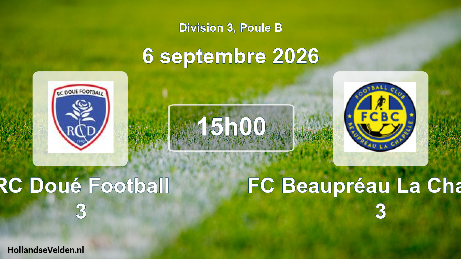 Scheduled Match: RC Doué Football 3 - FC Beaupréau La Chapelle 3 (6 September 2026)
