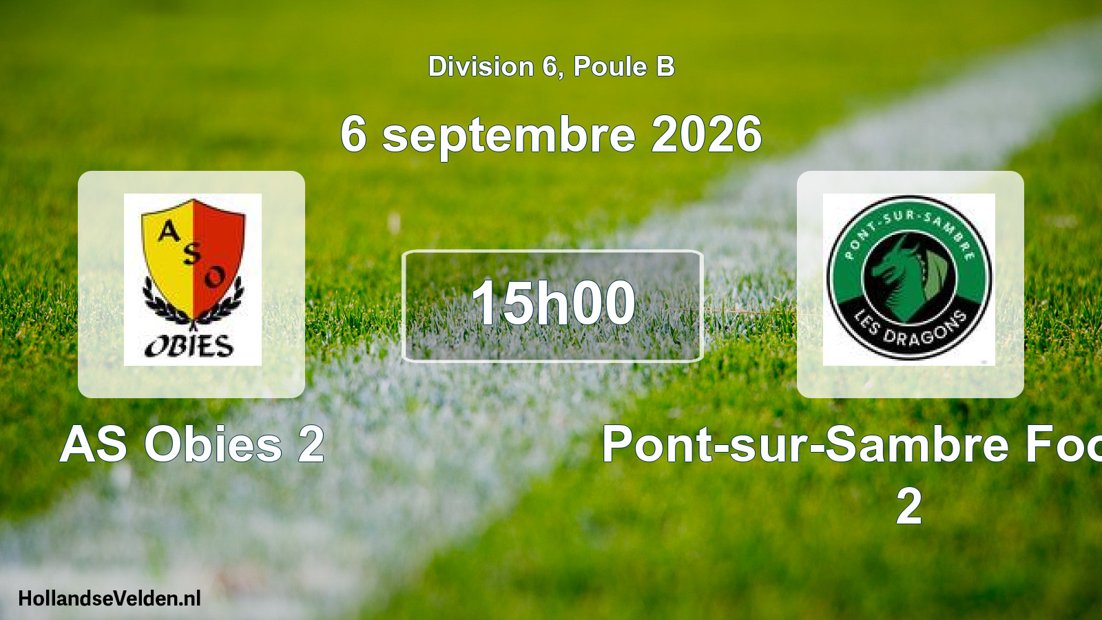 Scheduled Match: AS Obies 2 - Pont-sur-Sambre Football 2 (6 September 2026)