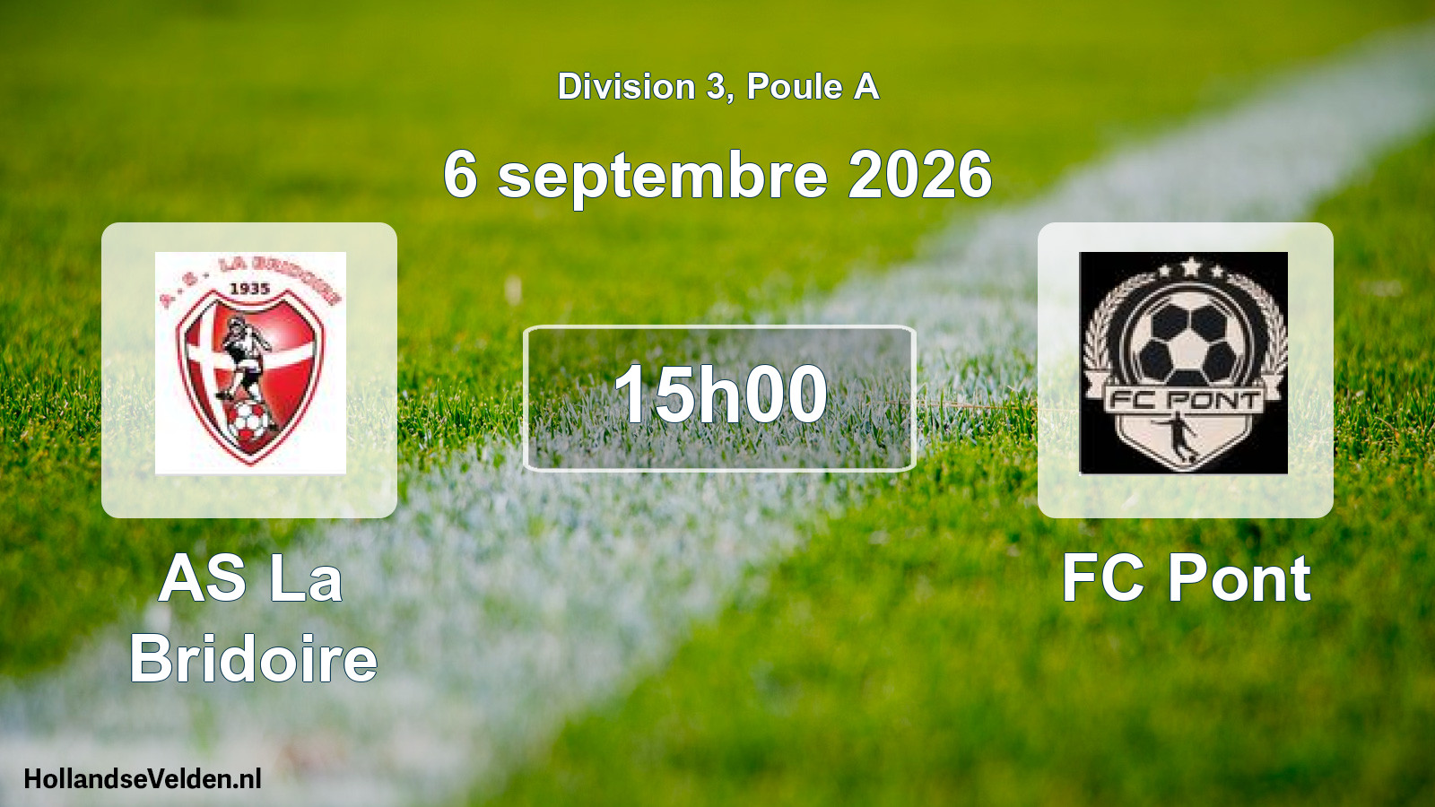 Match programmé: AS La Bridoire - FC Pont (6 septembre 2026)