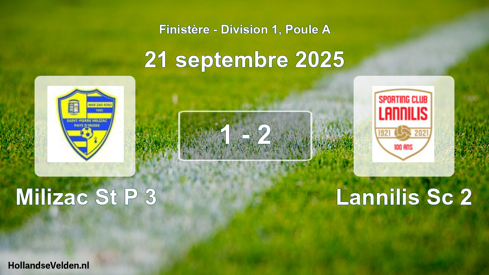 Total number of matches played: Milizac St P 3 - Lannilis Sc 2 1 - 2 (21 September 2025)