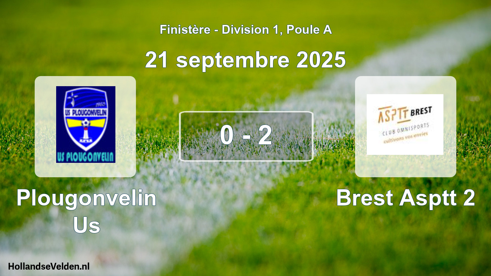 Gespeelde wedstrijd: Plougonvelin Us - Brest Asptt 2 0 - 2 (21 septembre 2025)