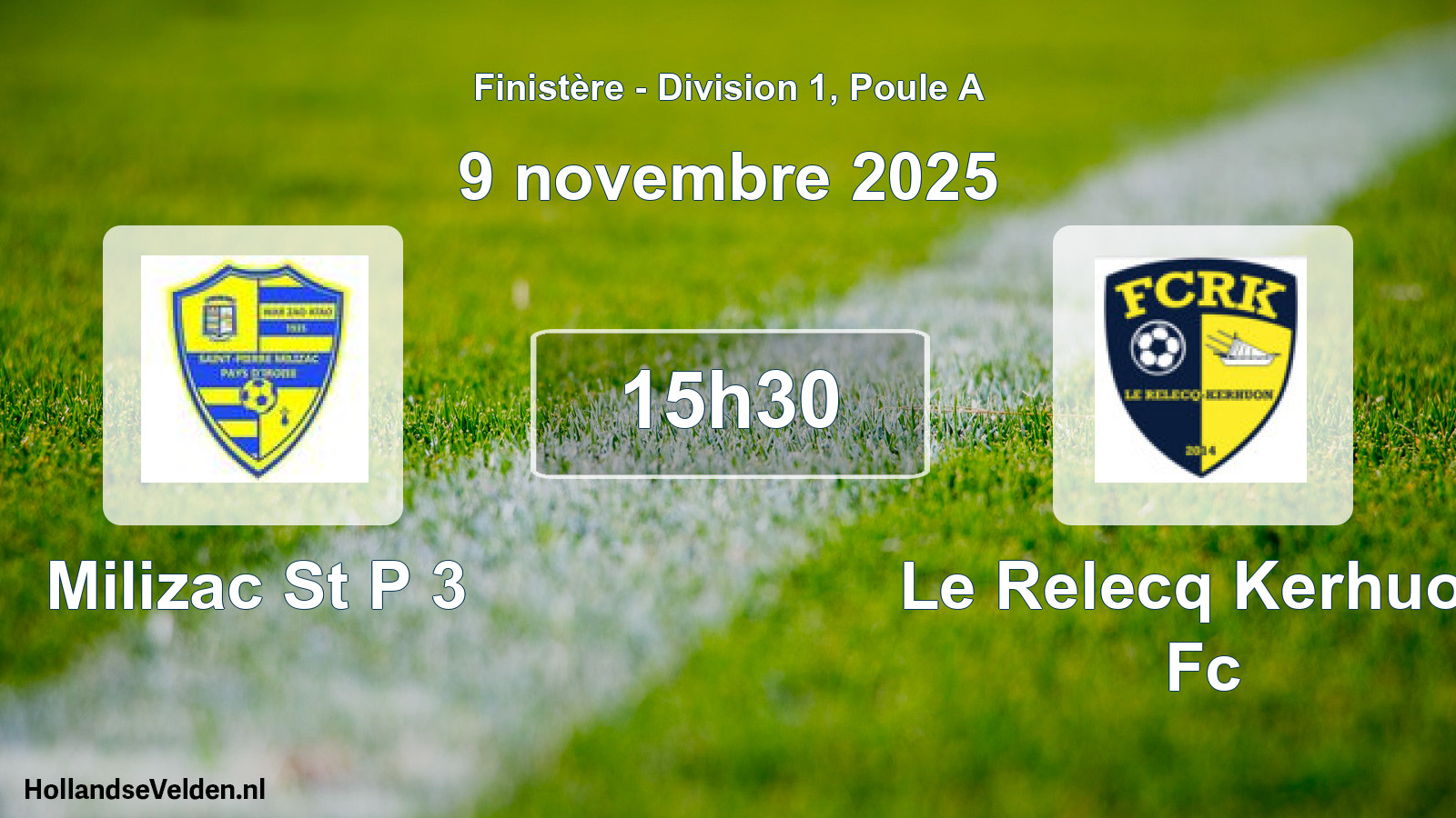 Scheduled Match: Milizac St P 3 - Le Relecq Kerhuon Fc (9 November 2025)