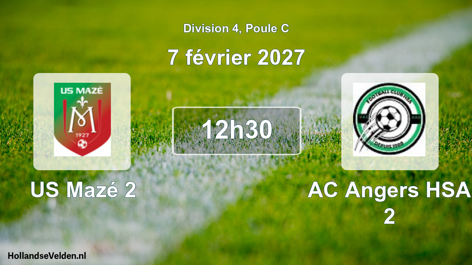 Geplande wedstrijd: US Mazé 2 - AC Angers HSA 2 (7 februari 2027)