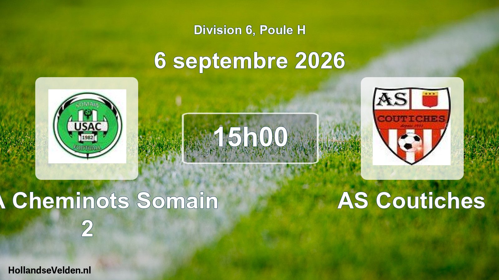 Match programmé: USA Cheminots Somain 2 - AS Coutiches (6 septembre 2026)