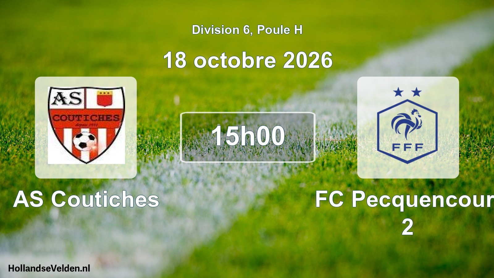 Match programmé: AS Coutiches - FC Pecquencourt 2 (18 octobre 2026)