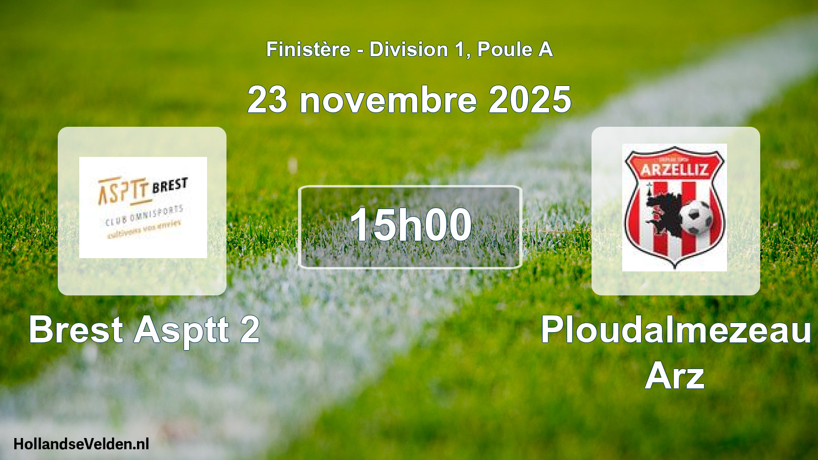 Geplande wedstrijd: Brest Asptt 2 - Ploudalmezeau Arz (23 novembre 2025)