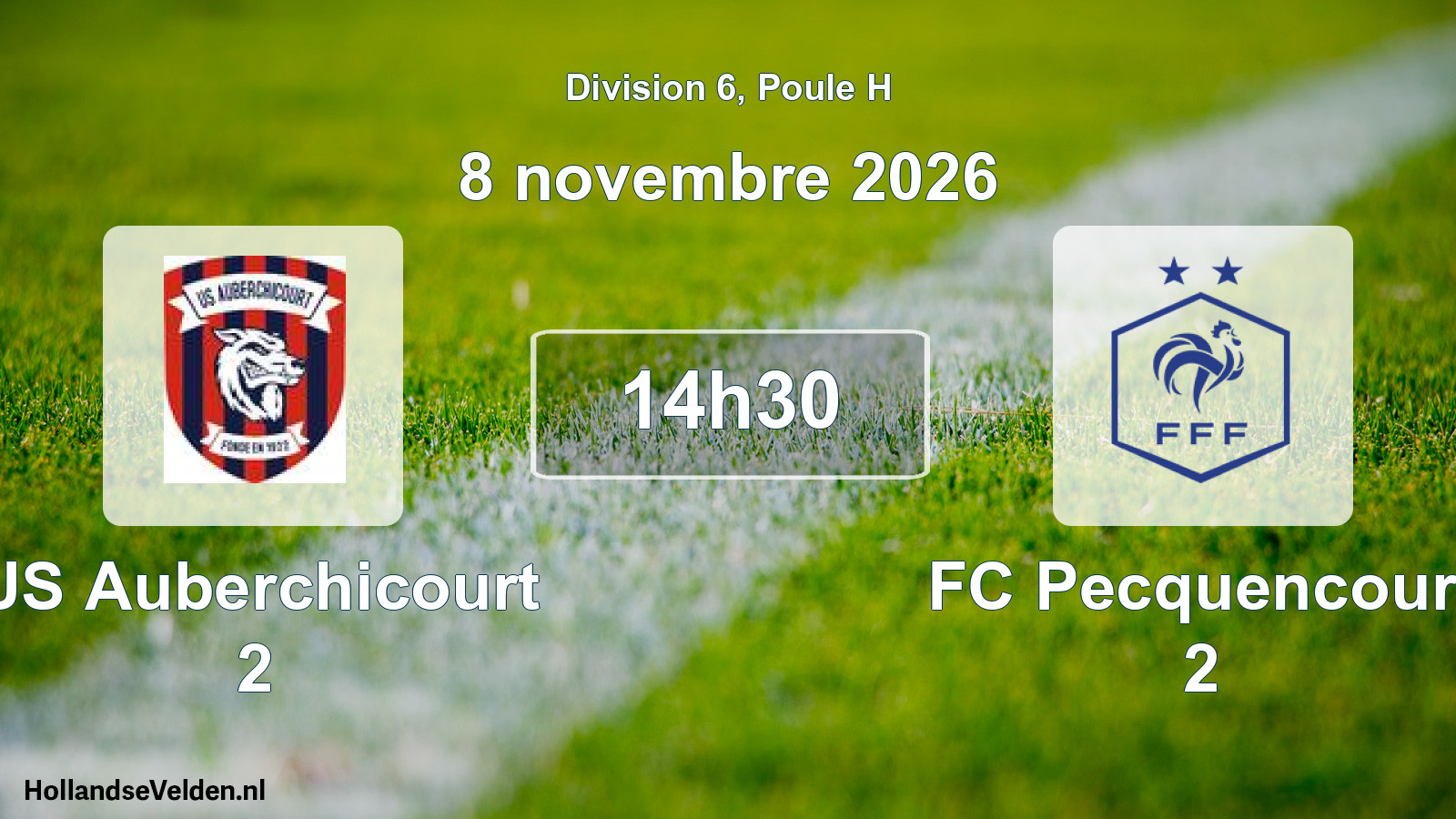 Match programmé: US Auberchicourt 2 - FC Pecquencourt 2 (8 novembre 2026)