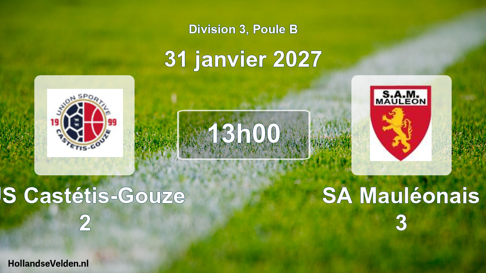 Match programmé: US Castétis-Gouze 2 - SA Mauléonais 3 (31 janvier 2027)