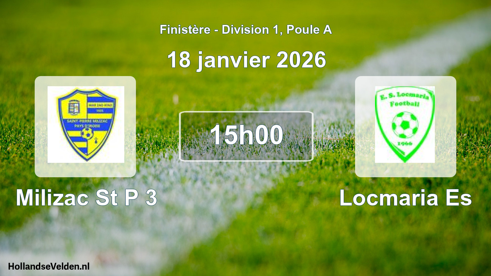 Geplande wedstrijd: Milizac St P 3 - Locmaria Es (18 janvier 2026)