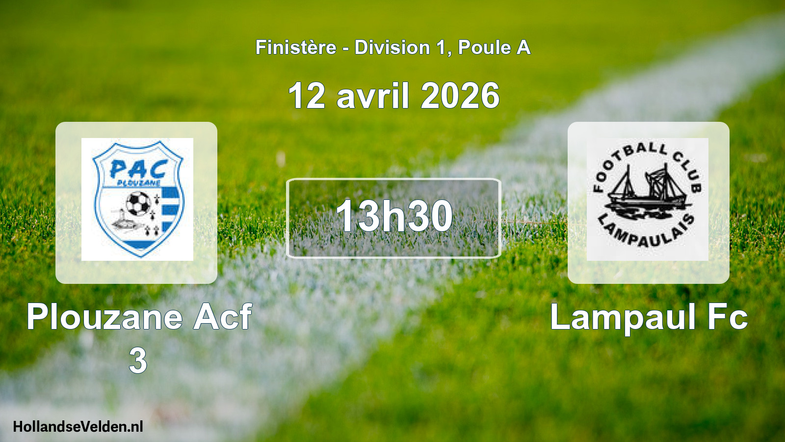 Geplande wedstrijd: Plouzane Acf 3 - Lampaul Fc (12 avril 2026)