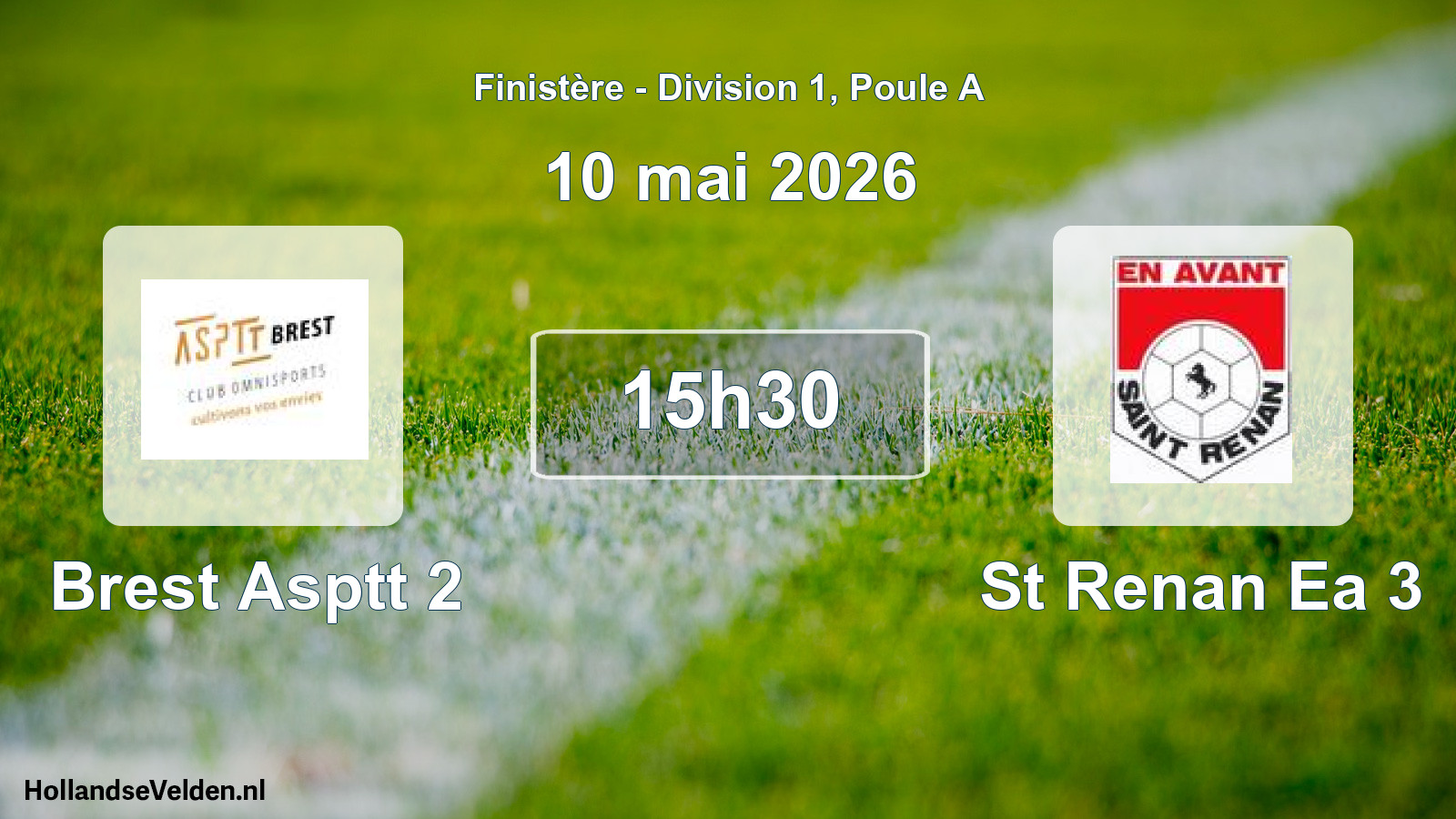 Geplande wedstrijd: Brest Asptt 2 - St Renan Ea 3 (10 mai 2026)