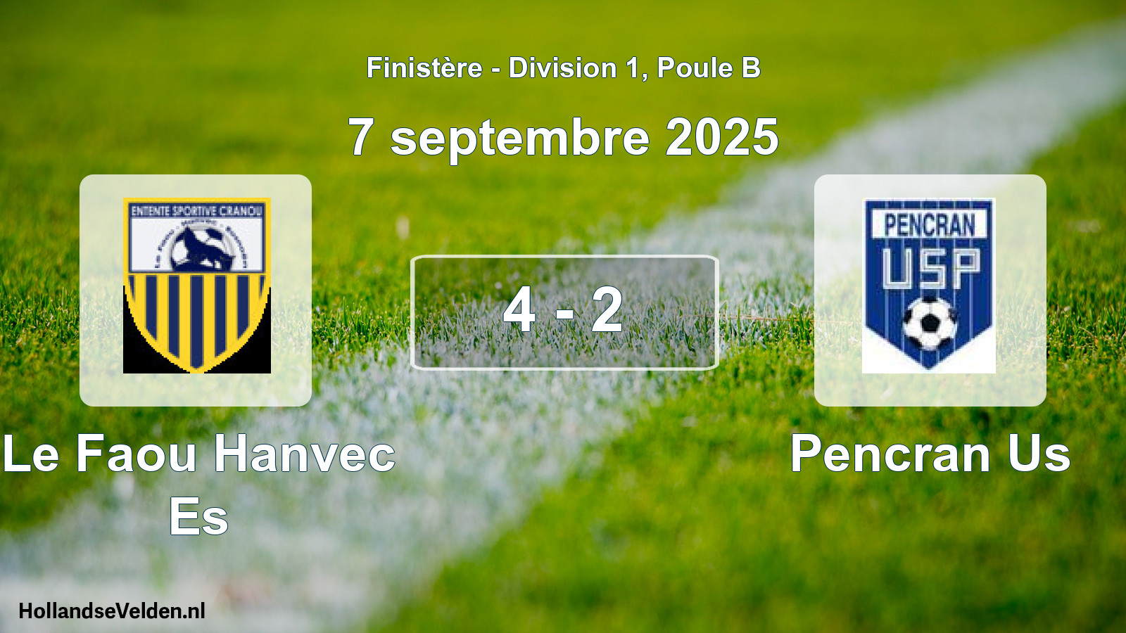 Gespeelde wedstrijd: Le Faou Hanvec Es - Pencran Us 4 - 2 (7 septembre 2025)