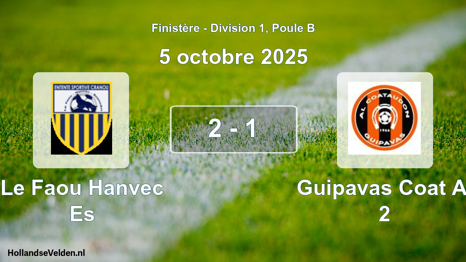 Gespeelde wedstrijd: Le Faou Hanvec Es - Guipavas Coat Al 2 2 - 1 (5 octobre 2025)