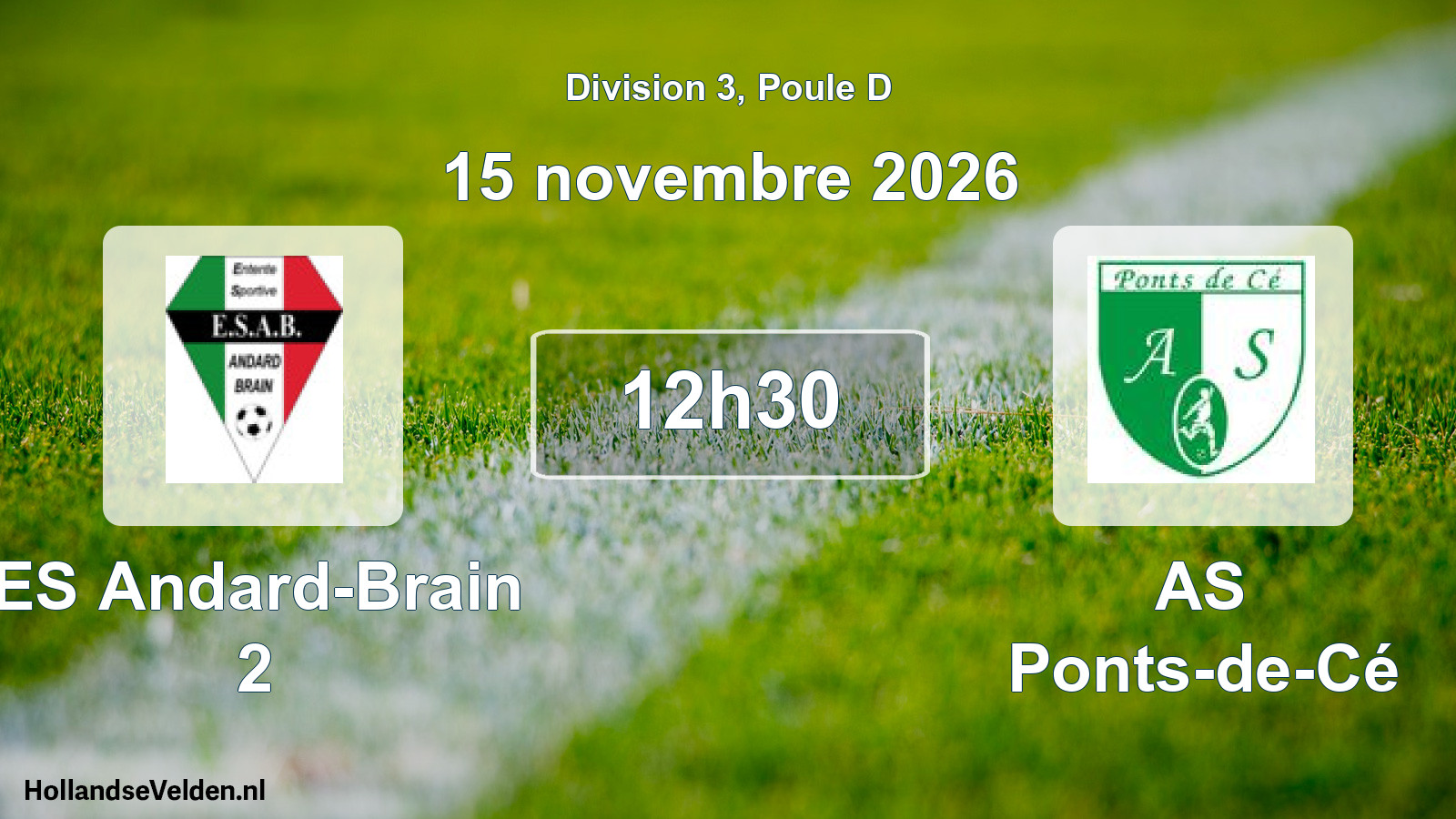 Match programmé: ES Andard-Brain 2 - AS Ponts-de-Cé (15 novembre 2026)