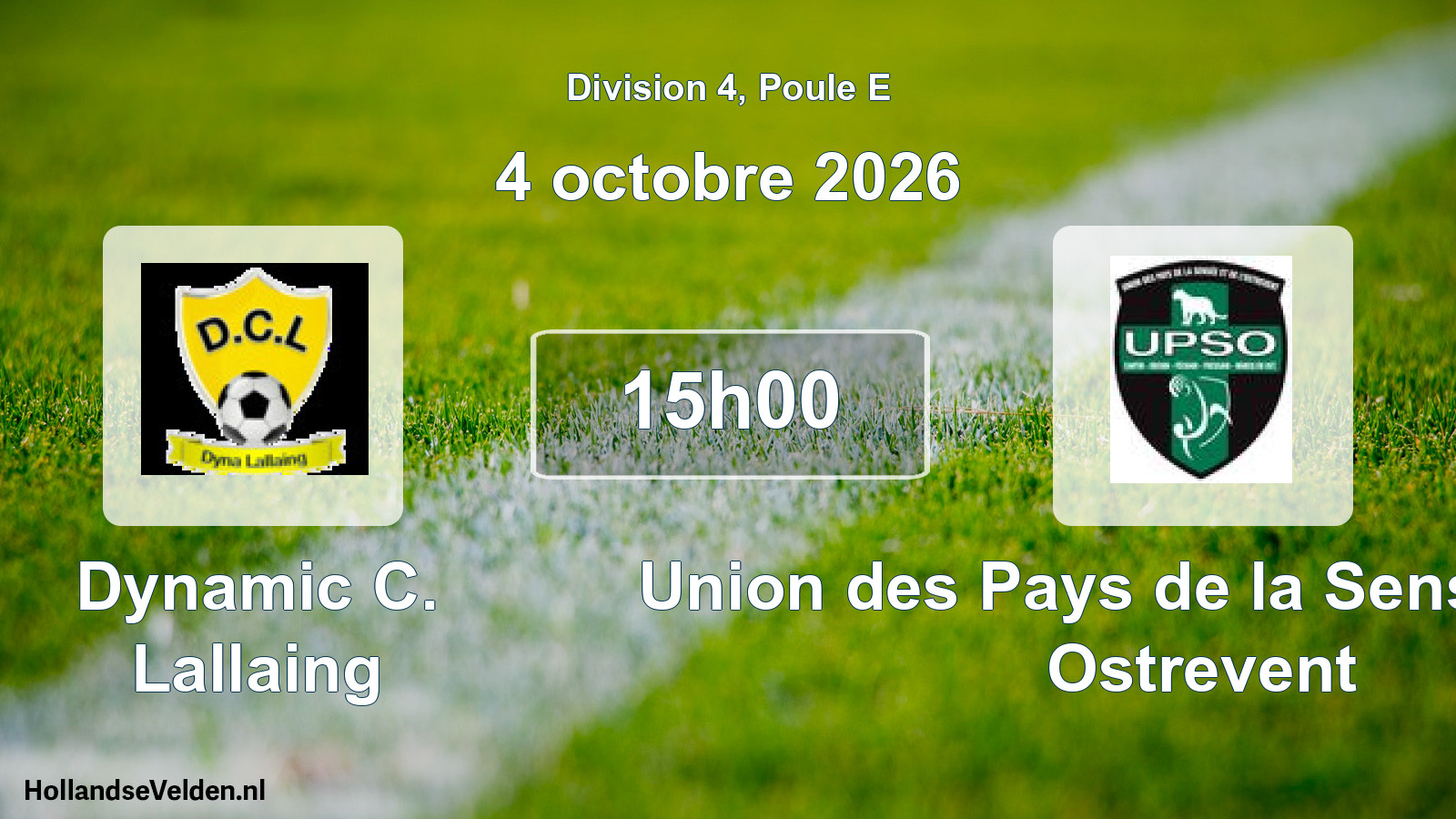 Match programmé: Dynamic C. Lallaing - Union des Pays de la Sensée et de l Ostrevent (4 octobre 2026)