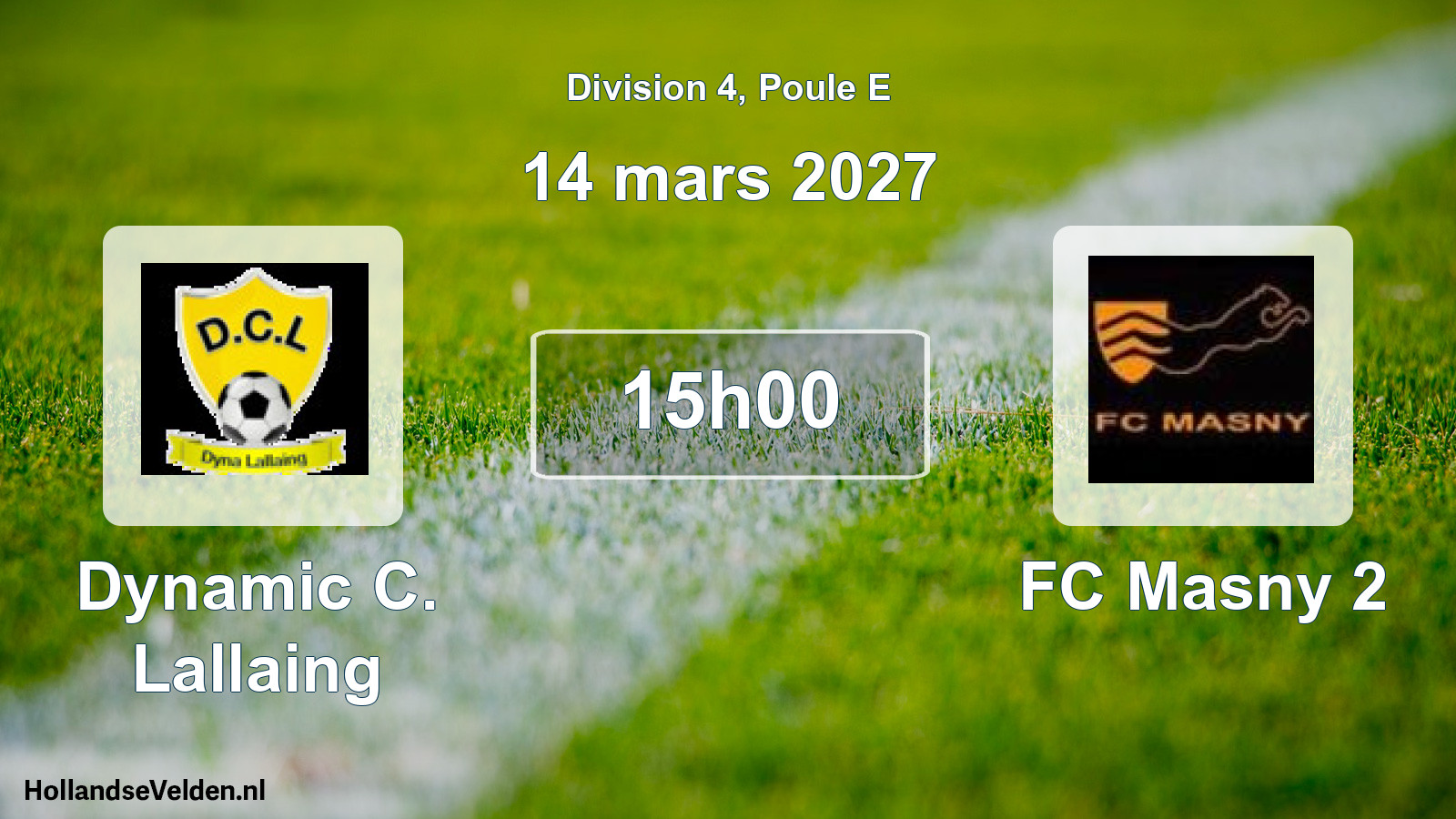 Match programmé: Dynamic C. Lallaing - FC Masny 2 (14 mars 2027)