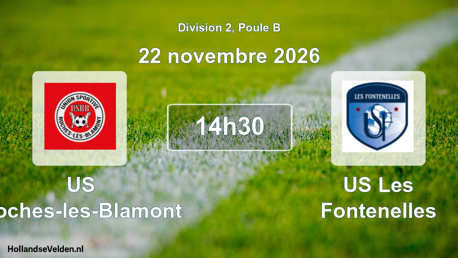 Match programmé: US Roches-les-Blamont - US Les Fontenelles (22 novembre 2026)
