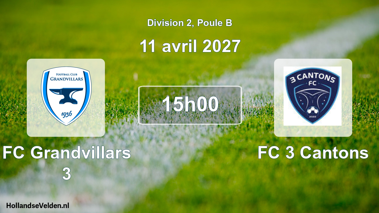 Match programmé: FC Grandvillars 3 - FC 3 Cantons (11 avril 2027)