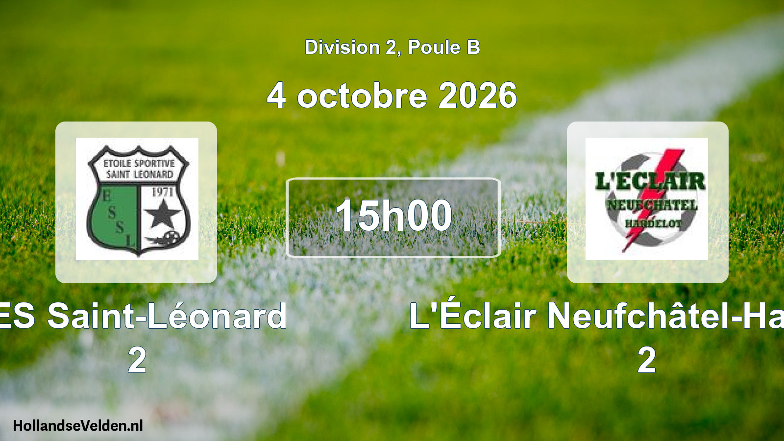 Scheduled Match: ES Saint-Léonard 2 - L'Éclair Neufchâtel-Hardelot 2 (4 October 2026)