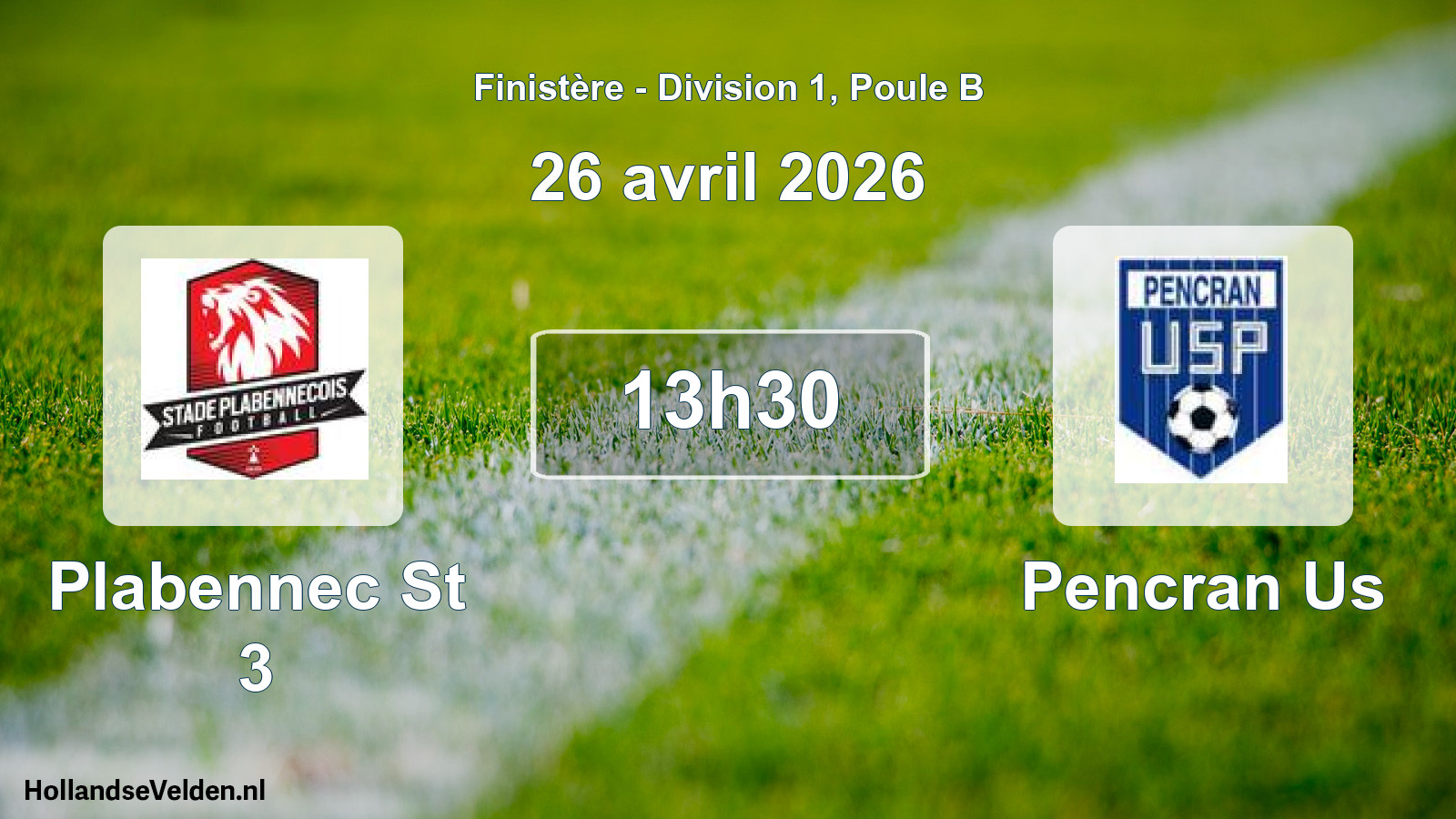 Geplande wedstrijd: Plabennec St 3 - Pencran Us (26 avril 2026)
