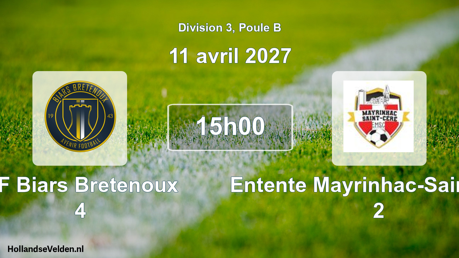 Geplande wedstrijd: AF Biars Bretenoux 4 - Entente Mayrinhac-Saint-Céré 2 (11 april 2027)