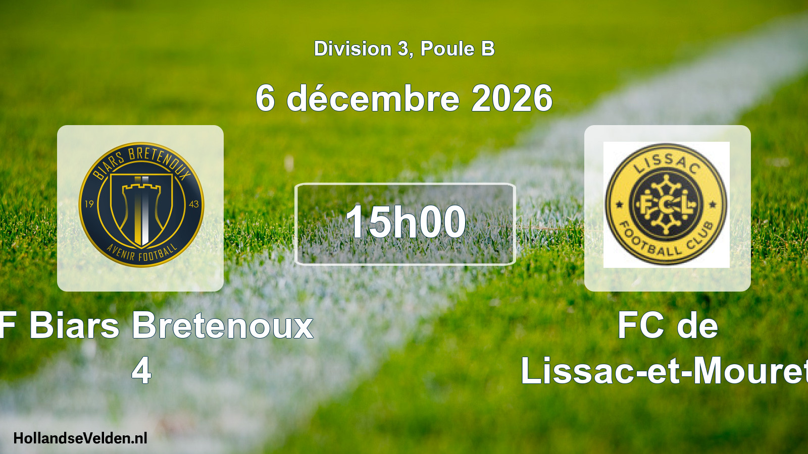 Scheduled Match: AF Biars Bretenoux 4 - FC de Lissac-et-Mouret (6 December 2026)