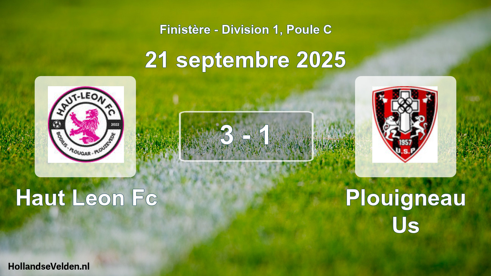 Gespeelde wedstrijd: Haut Leon Fc - Plouigneau Us 3 - 1 (21 septembre 2025)