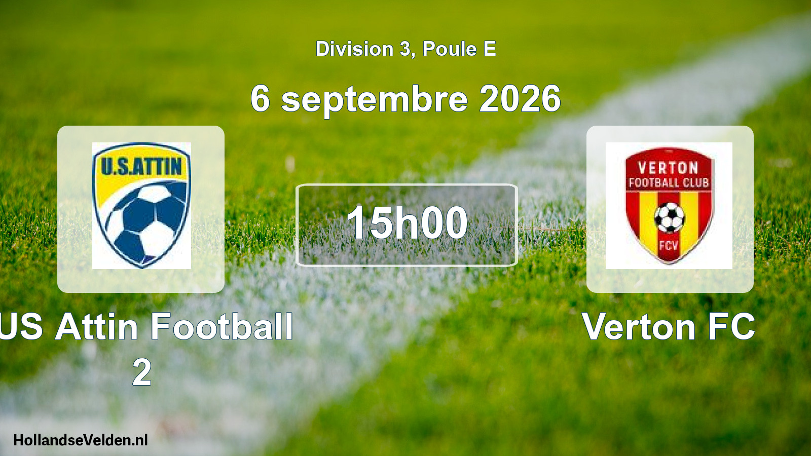 Match programmé: US Attin Football 2 - Verton FC (6 septembre 2026)