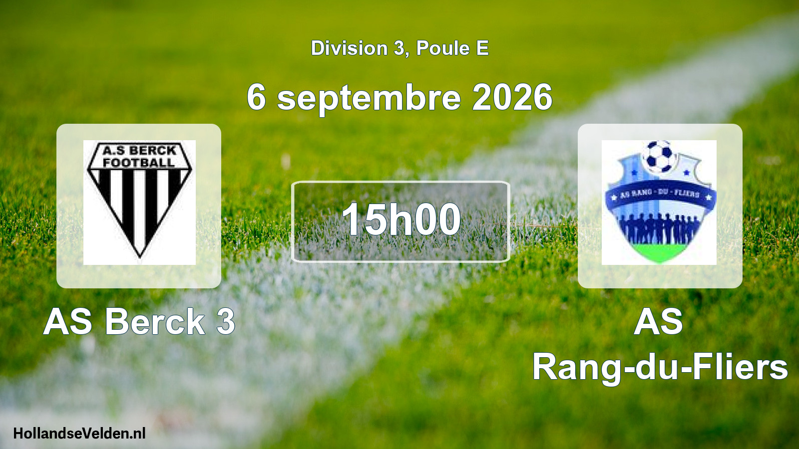 Match programmé: AS Berck 3 - AS Rang-du-Fliers (6 septembre 2026)