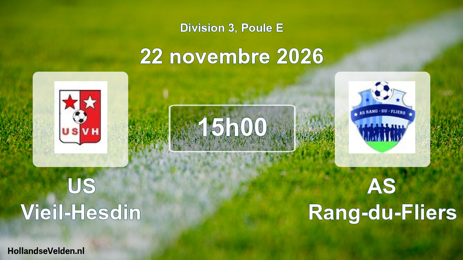 Match programmé: US Vieil-Hesdin - AS Rang-du-Fliers (22 novembre 2026)