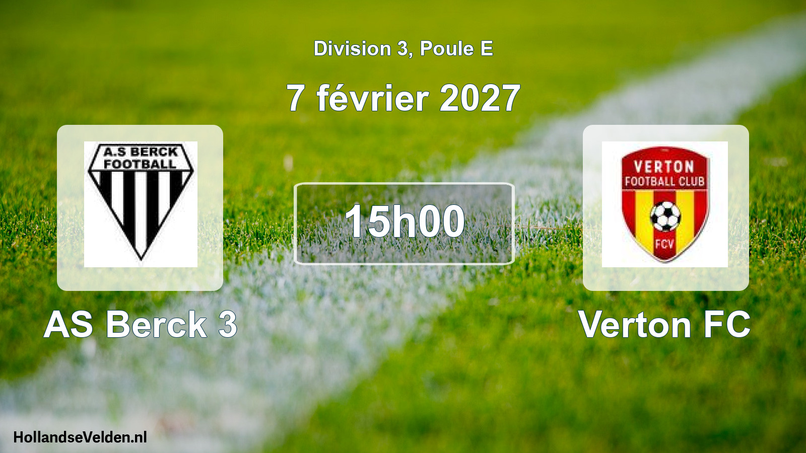 Match programmé: AS Berck 3 - Verton FC (7 février 2027)