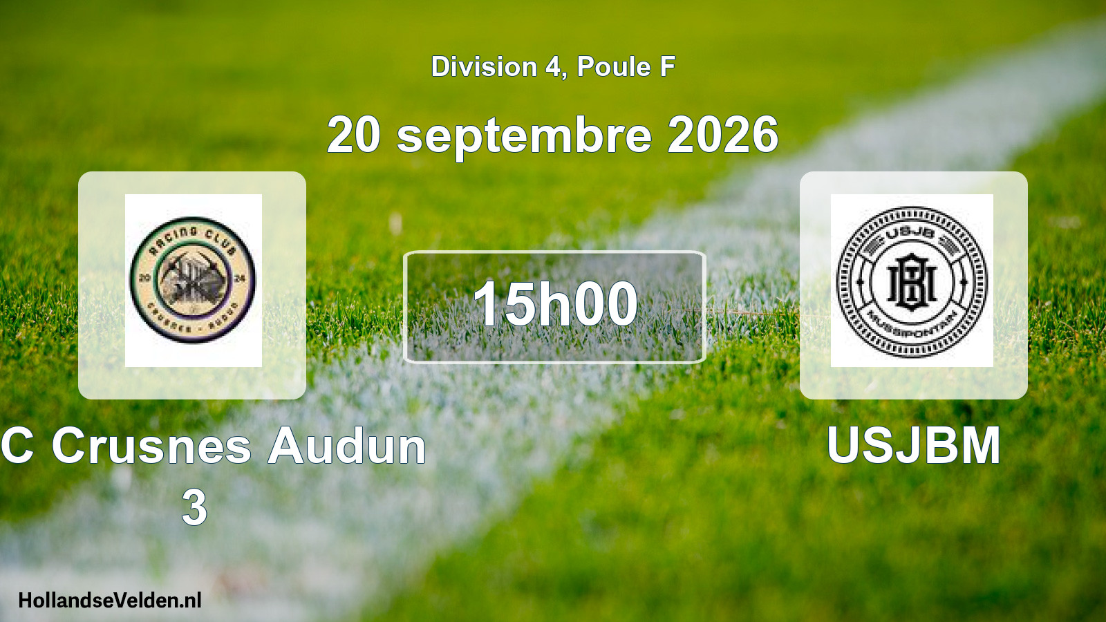 Match programmé: RC Crusnes Audun 3 - USJBM (20 septembre 2026)