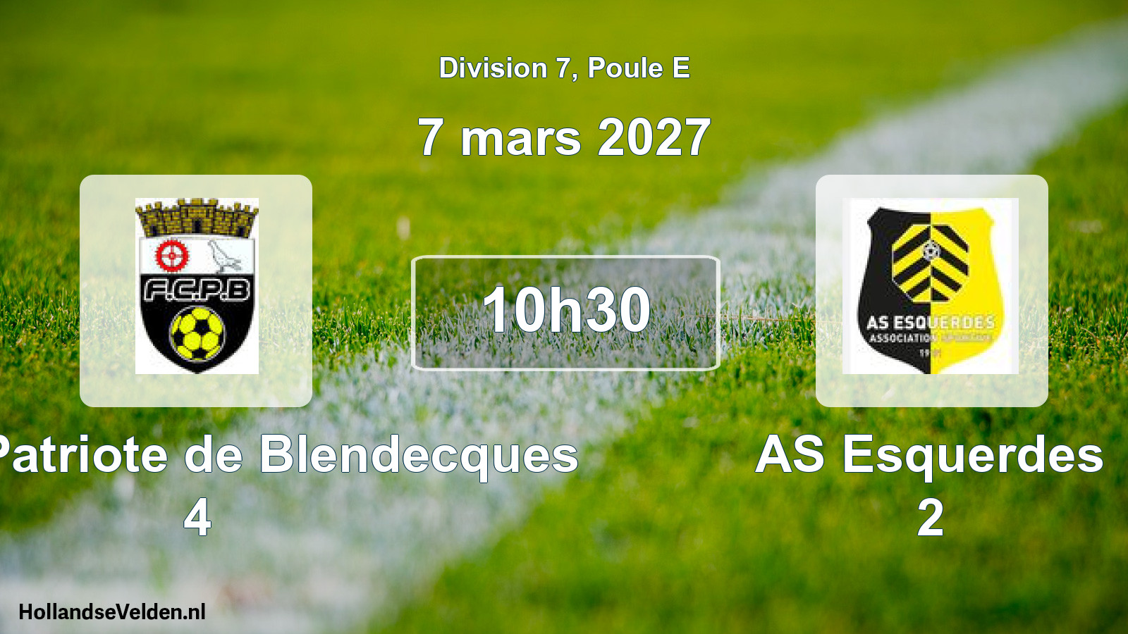 Scheduled Match: FC La Patriote de Blendecques 4 - AS Esquerdes 2 (7 March 2027)