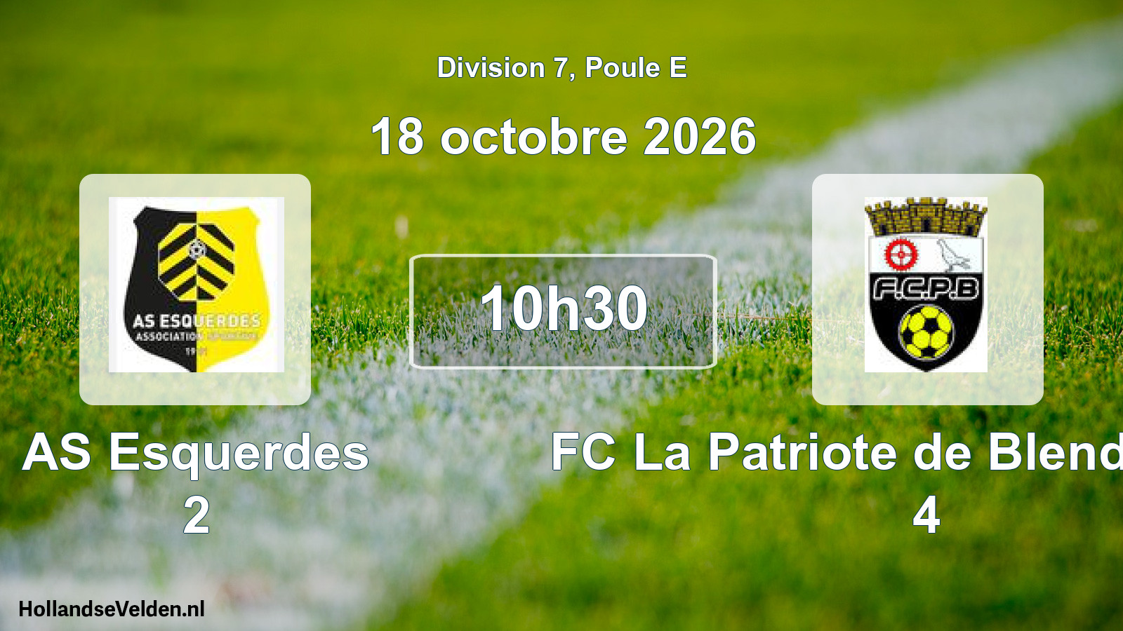 Scheduled Match: AS Esquerdes 2 - FC La Patriote de Blendecques 4 (18 October 2026)