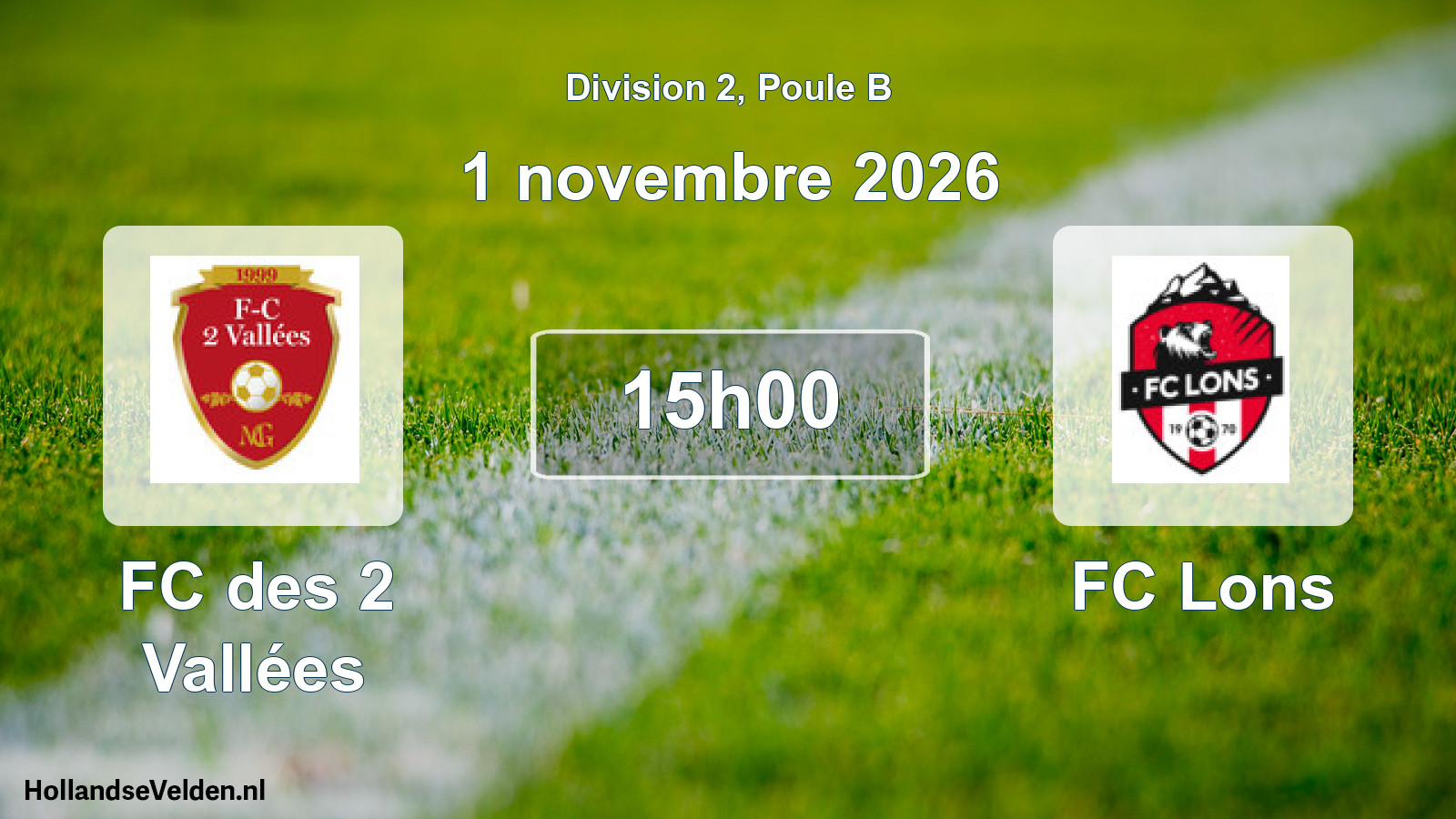 Scheduled Match: FC des 2 Vallées - FC Lons (1 November 2026)