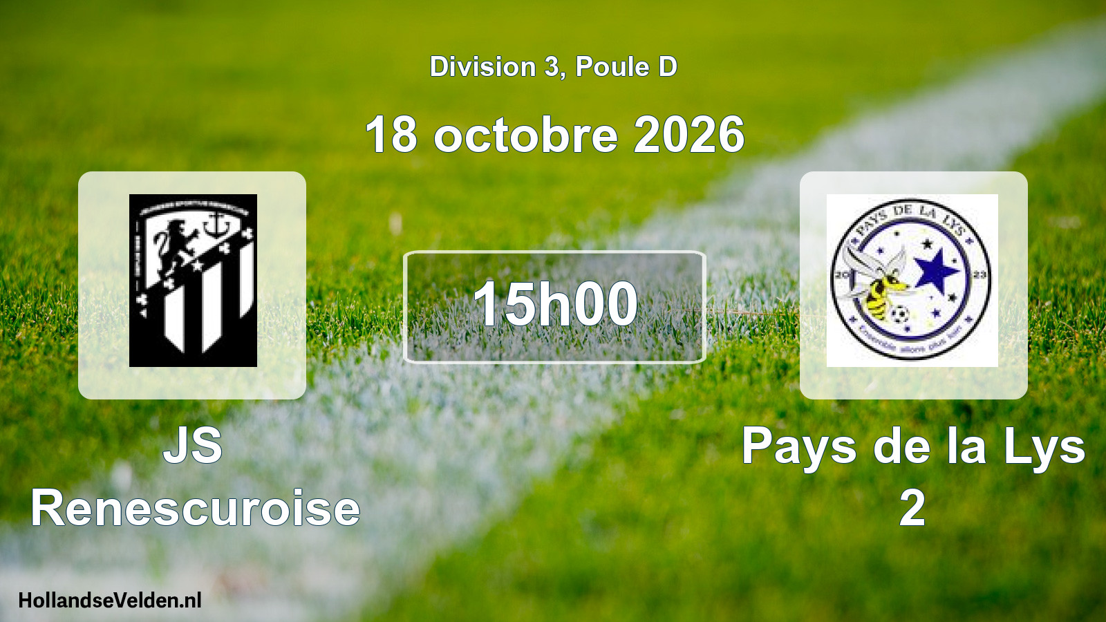 Match programmé: JS Renescuroise - Pays de la Lys 2 (18 octobre 2026)