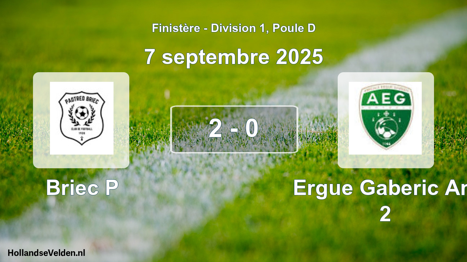 Gespeelde wedstrijd: Briec P - Ergue Gaberic Am 2 2 - 0 (7 september 2025)