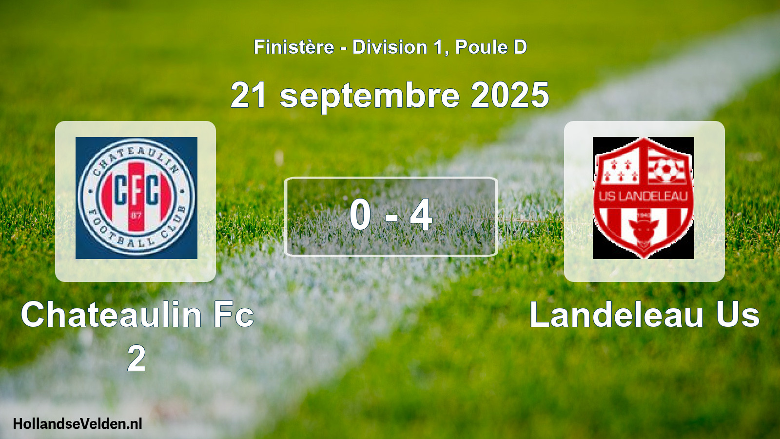 Gespeelde wedstrijd: Chateaulin Fc 2 - Landeleau Us 0 - 4 (21 septembre 2025)