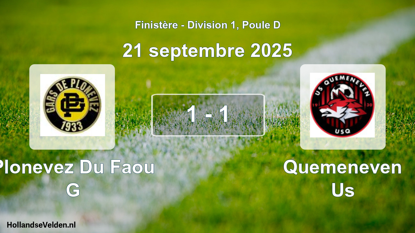 Gespeelde wedstrijd: Plonevez Du Faou G - Quemeneven Us 1 - 1 (21 septembre 2025)