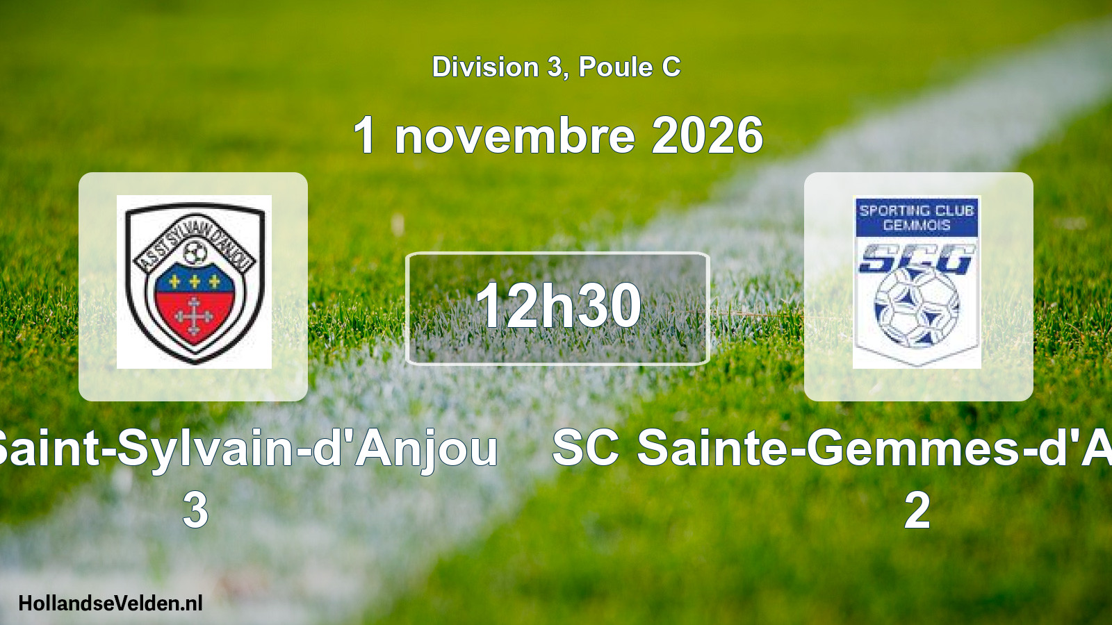 Match programmé: AS Saint-Sylvain-d'Anjou 3 - SC Sainte-Gemmes-d'Andigné 2 (1 novembre 2026)