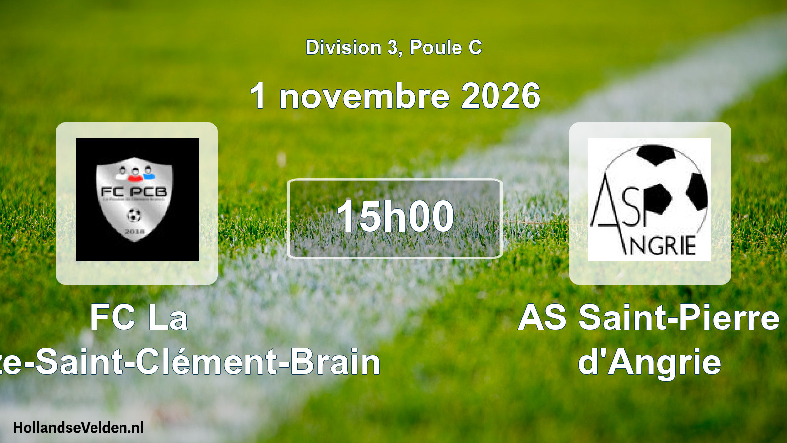 Scheduled Match: FC La Pouëze-Saint-Clément-Brain - AS Saint-Pierre d'Angrie (1 November 2026)