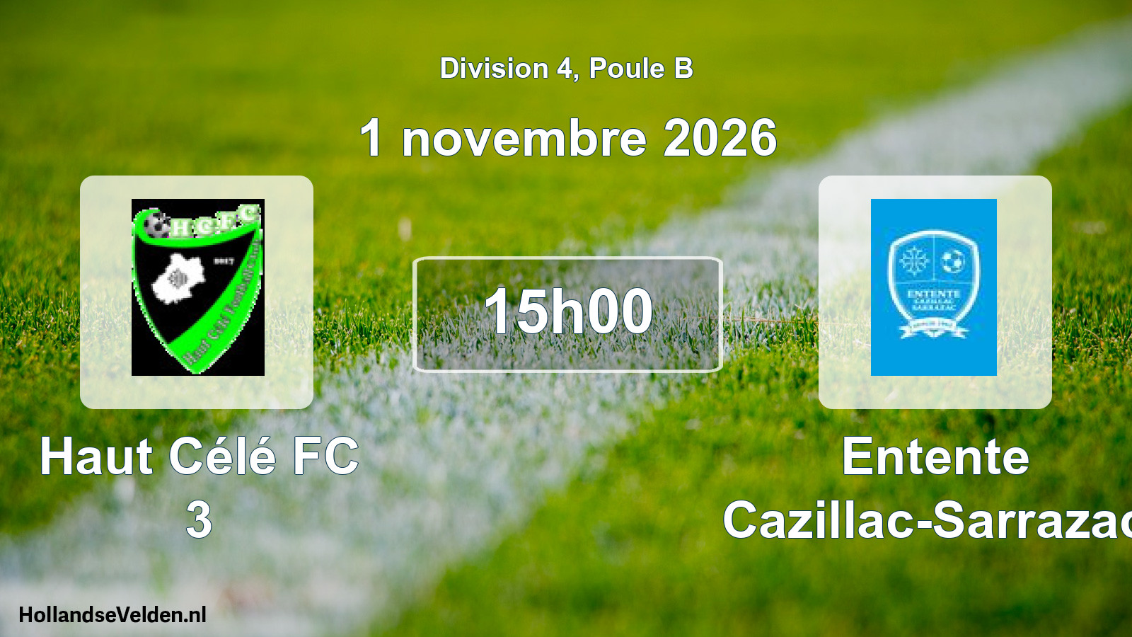Match programmé: Haut Célé FC 3 - Entente Cazillac-Sarrazac (1 novembre 2026)