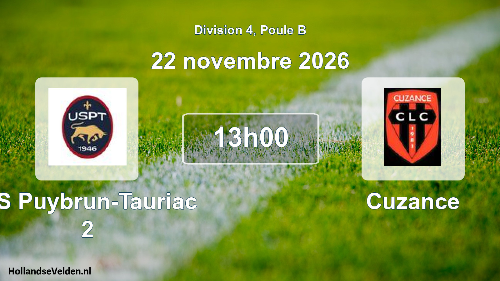 Match programmé: US Puybrun-Tauriac 2 - Cuzance (22 novembre 2026)