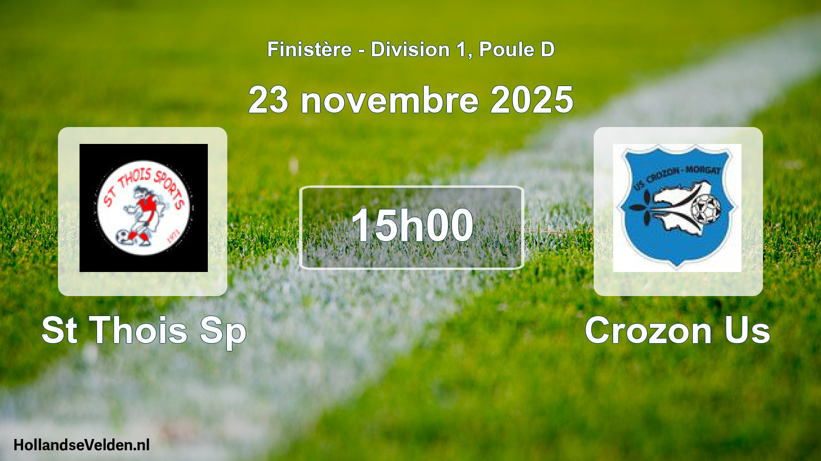 Geplande wedstrijd: St Thois Sp - Crozon Us (23 novembre 2025)
