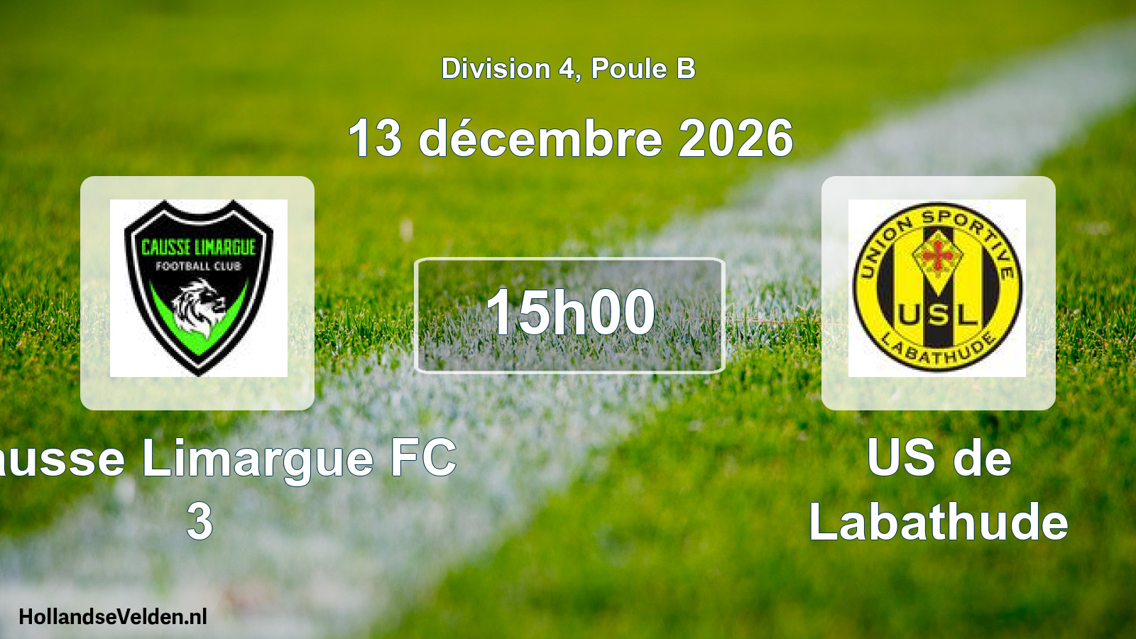 Match programmé: Causse Limargue FC 3 - US de Labathude (13 décembre 2026)