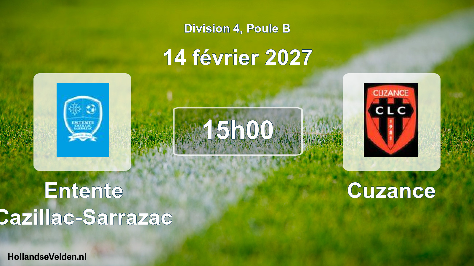 Match programmé: Entente Cazillac-Sarrazac - Cuzance (14 février 2027)