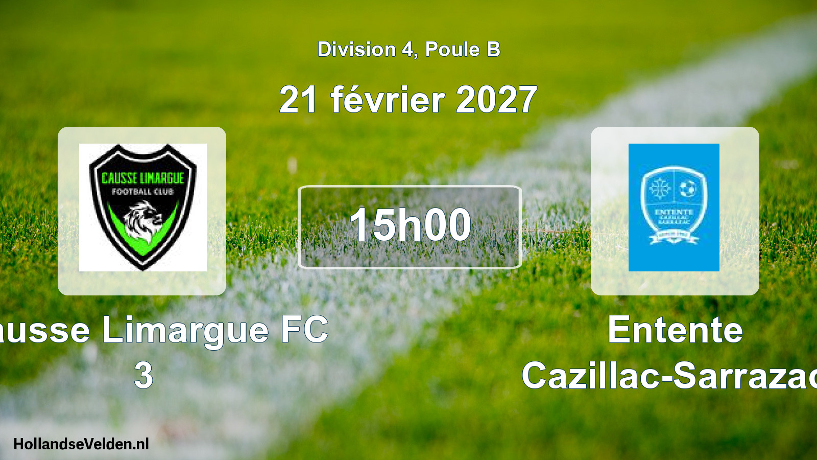 Match programmé: Causse Limargue FC 3 - Entente Cazillac-Sarrazac (21 février 2027)